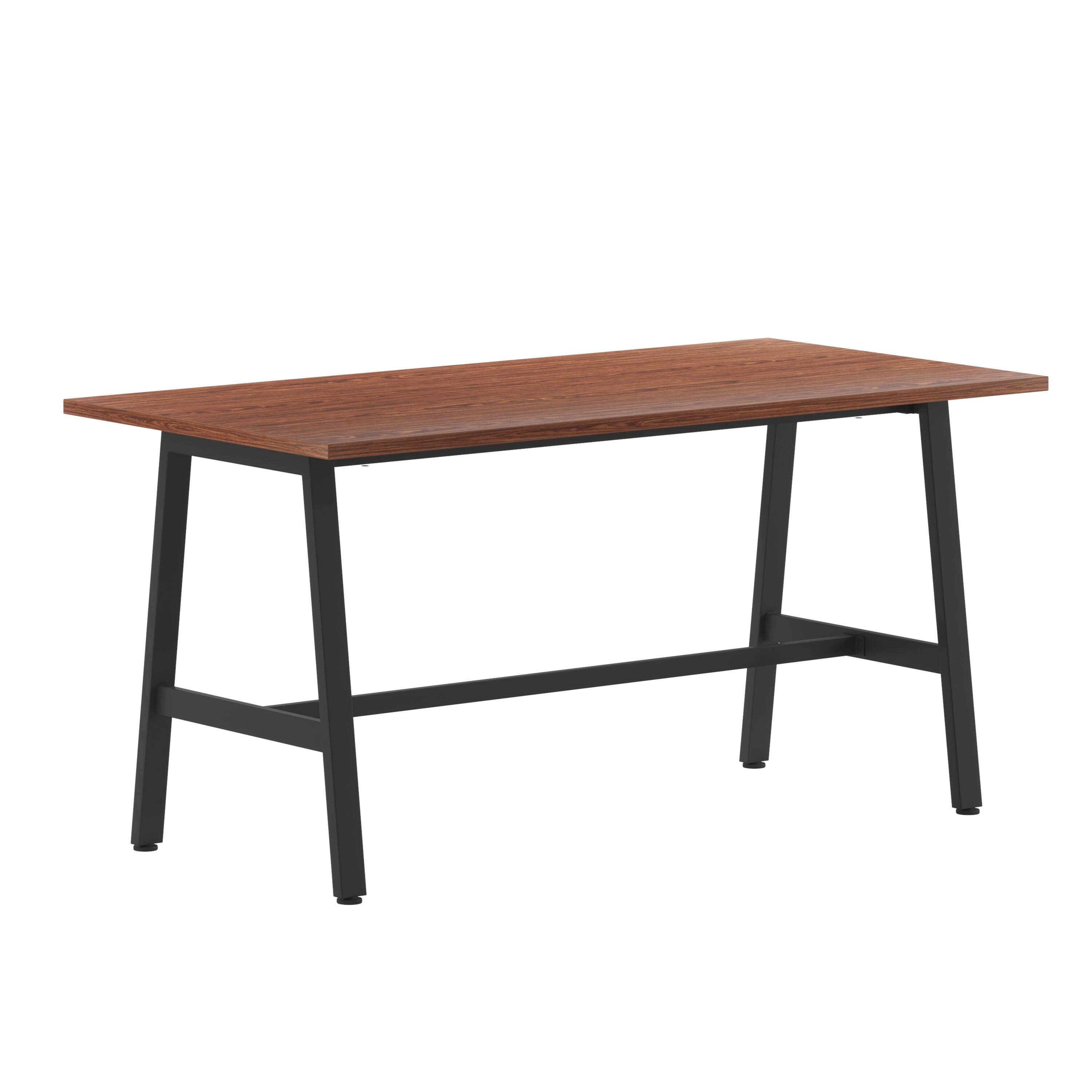 Alt View 1. Emma + Oliver - Remy 60x30 Dining or Gaming Table with Double Sided Laminate Table Top and Heavy Duty A-Frame Steel Base - Walnut.