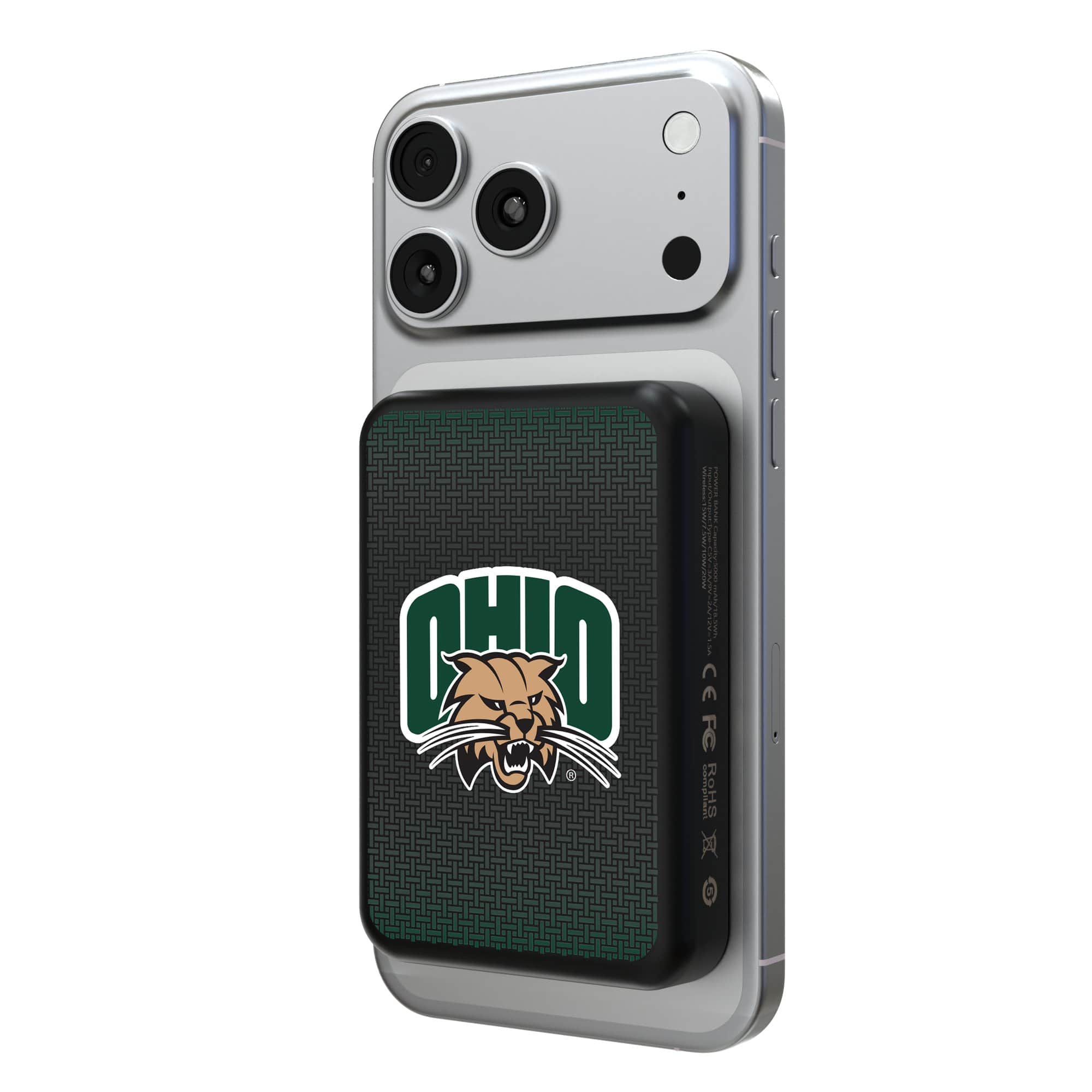 Keyscaper - Ohio Bobcats Wireless Magnetic Power Bank - Black