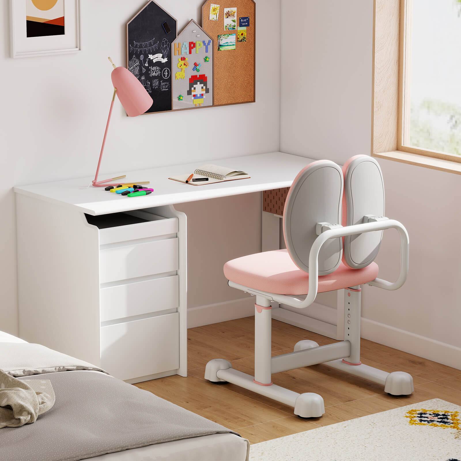 Alt View 3. Costway - Costway Kids Desk Chair with Double Back Support Adjustable Height Upholstered Computer Chair - Pink.