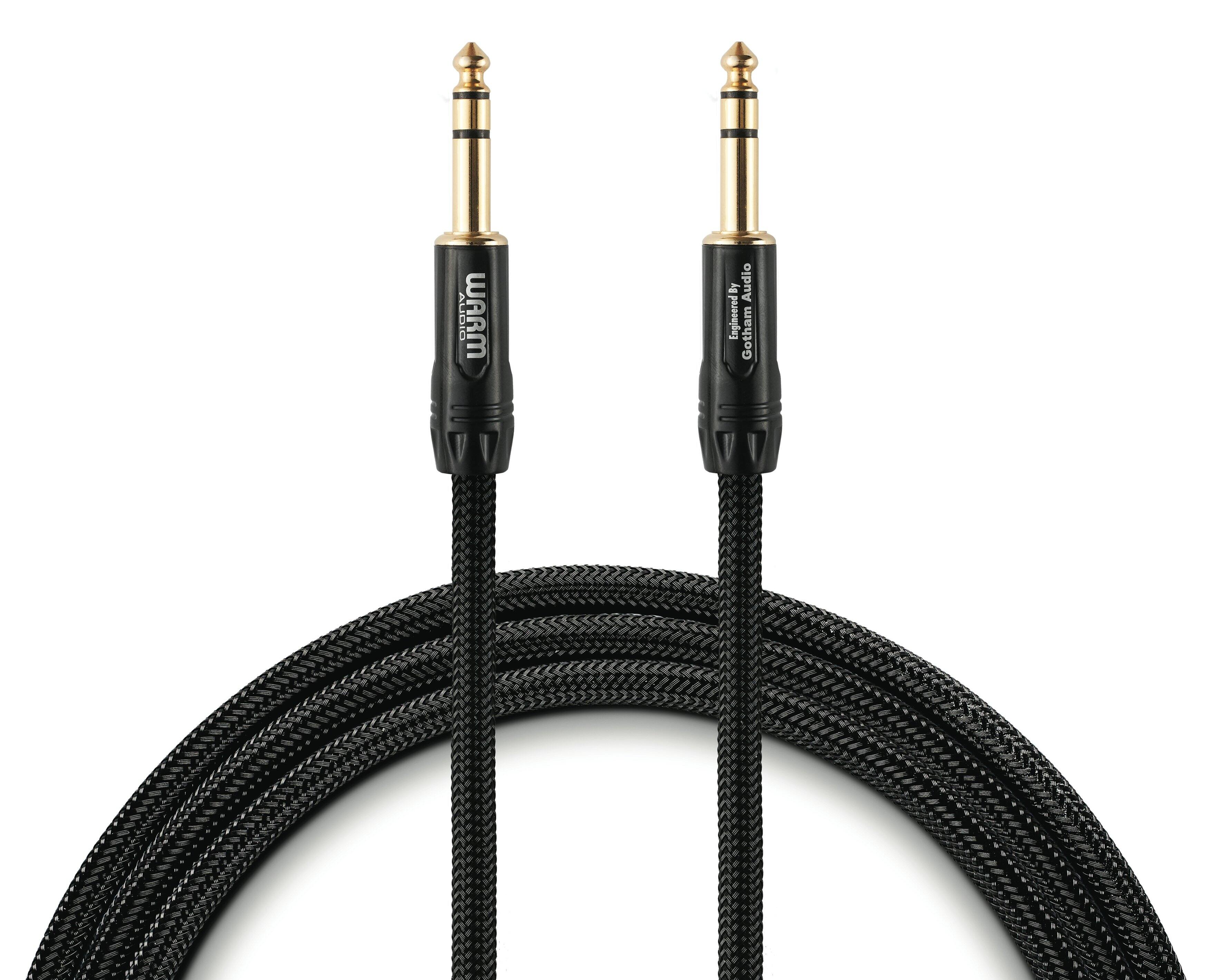 Warm Audio - 3 FT Premier Series Gold TRS to TRS Cable, with Balanced Audio, StarQuad 4-Conductor Wiring & Double-Reussen Shielding