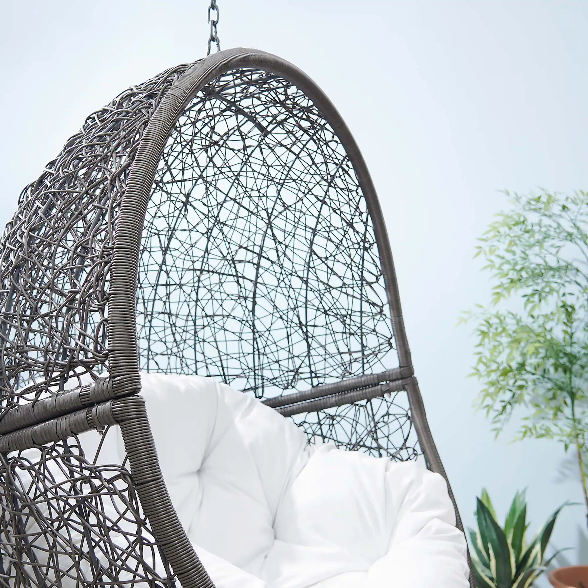 Alt View 2. Modway - Encase Outdoor Patio Rattan Swing Chair by Modway - Gray White.