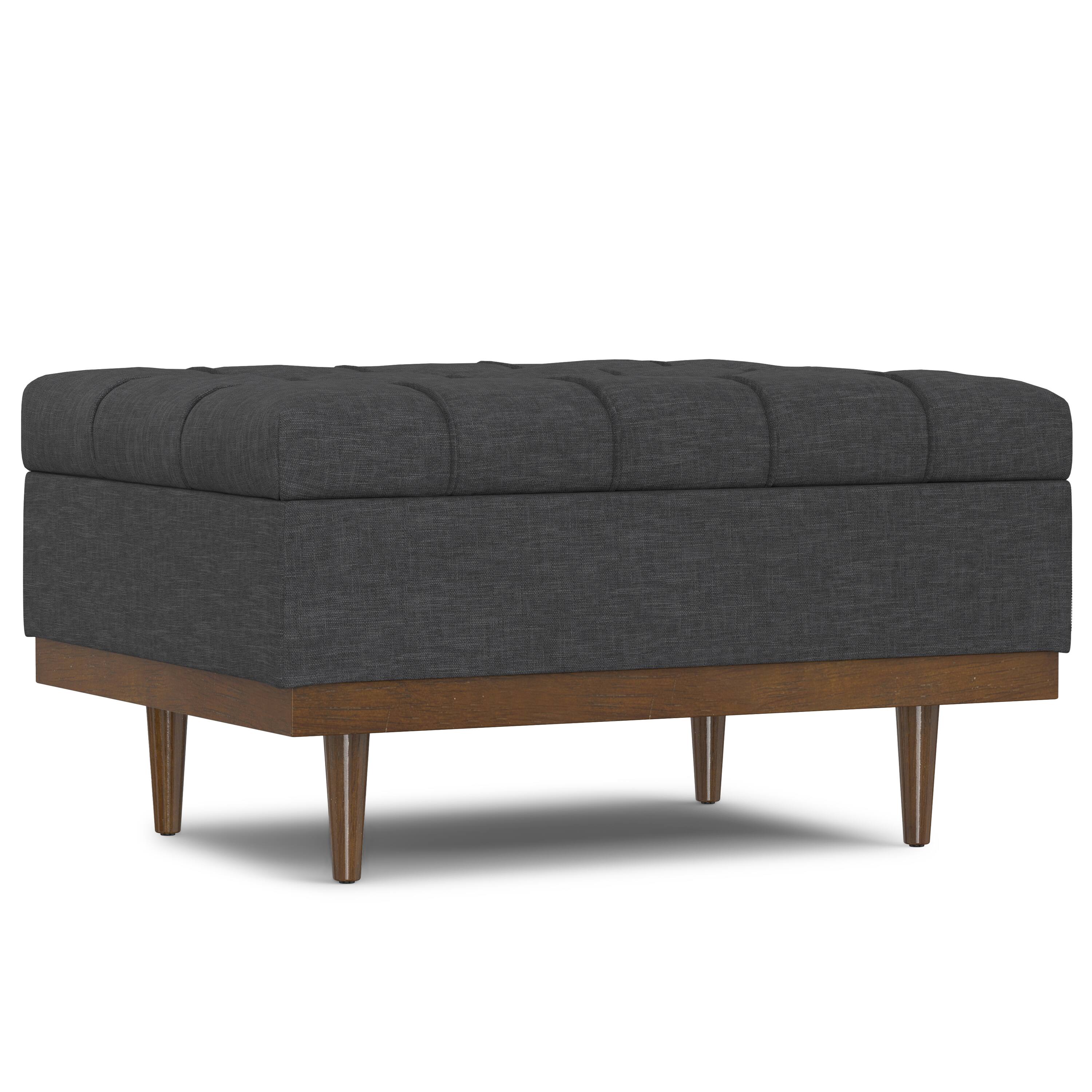 Alt View 2. Simpli Home - Mariah 34 inch Wide Contemporary Rectangle Coffee Table Storage Ottoman in Slate Grey  Polyester Linen, Assembled - Slate Grey.
