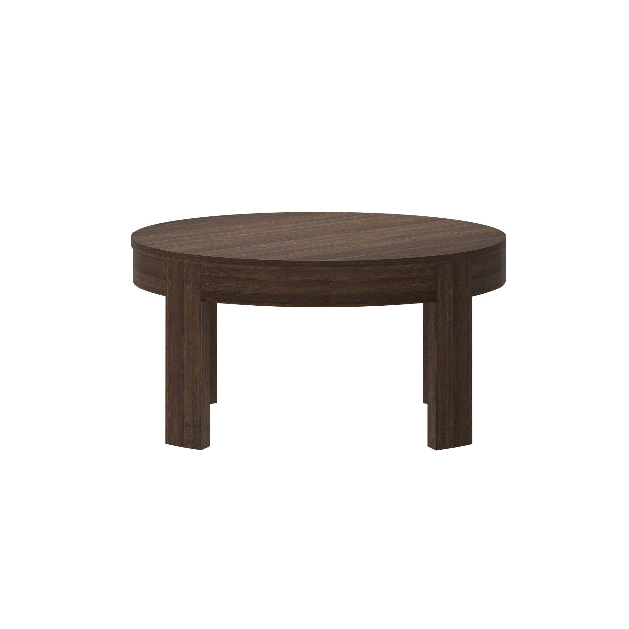 Alt View 3. Plank+Beam - Contour Round Coffee Table (30in x 30in / 762mm x 762mm), Walnut - Walnut.