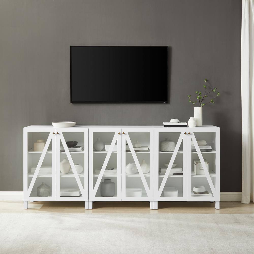 Alt View 10. Crosley Furniture - Cassai 3-Piece Media Sideboard Cabinet Set - 3 Storage Pantries - White.