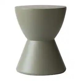 LeisureMod - Loft Fiberstone Hourglass Side Table, Weather Resistant Indoor/Outdoor Pedestal Accent Table - Moss Grey