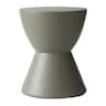 LeisureMod - Loft Fiberstone Hourglass Side Table, Weather Resistant Indoor/Outdoor Pedestal Accent Table - Moss Grey