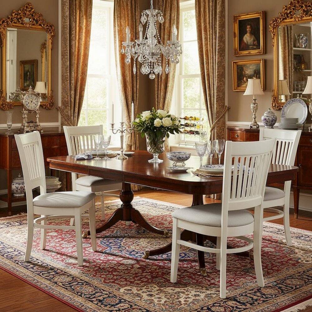 Alt View 1. FurniFact - Linen White Dining Chair - Brown.