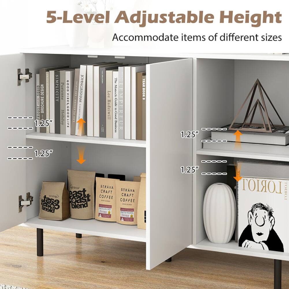 5-Level Adjustable Height  
Accommodate items of different sizes  

1.25"  
1.25"  
1.25"  

SQUID  
DESIGN  
SIMPLICITY  
Purienne  
PROUST  
BROCHURE  
Holiday  
DOOD  
3J1100D'S3EIAGO  
LIFE  
ZRD  
9 E PLR  
SOC  
Lee Radziwill  
The Monocle Guide to Good  
EMPEREUR  
YEAR 6 BOOK  
na  
STRAVA  
CRAFT  
COFFEE  
east  
COFFEE  
blend  
Eacace  
LORIOT  

STRAVA  
CRAFT  
COFFEE  
east  
COFFEE  
blend  

LORIOT