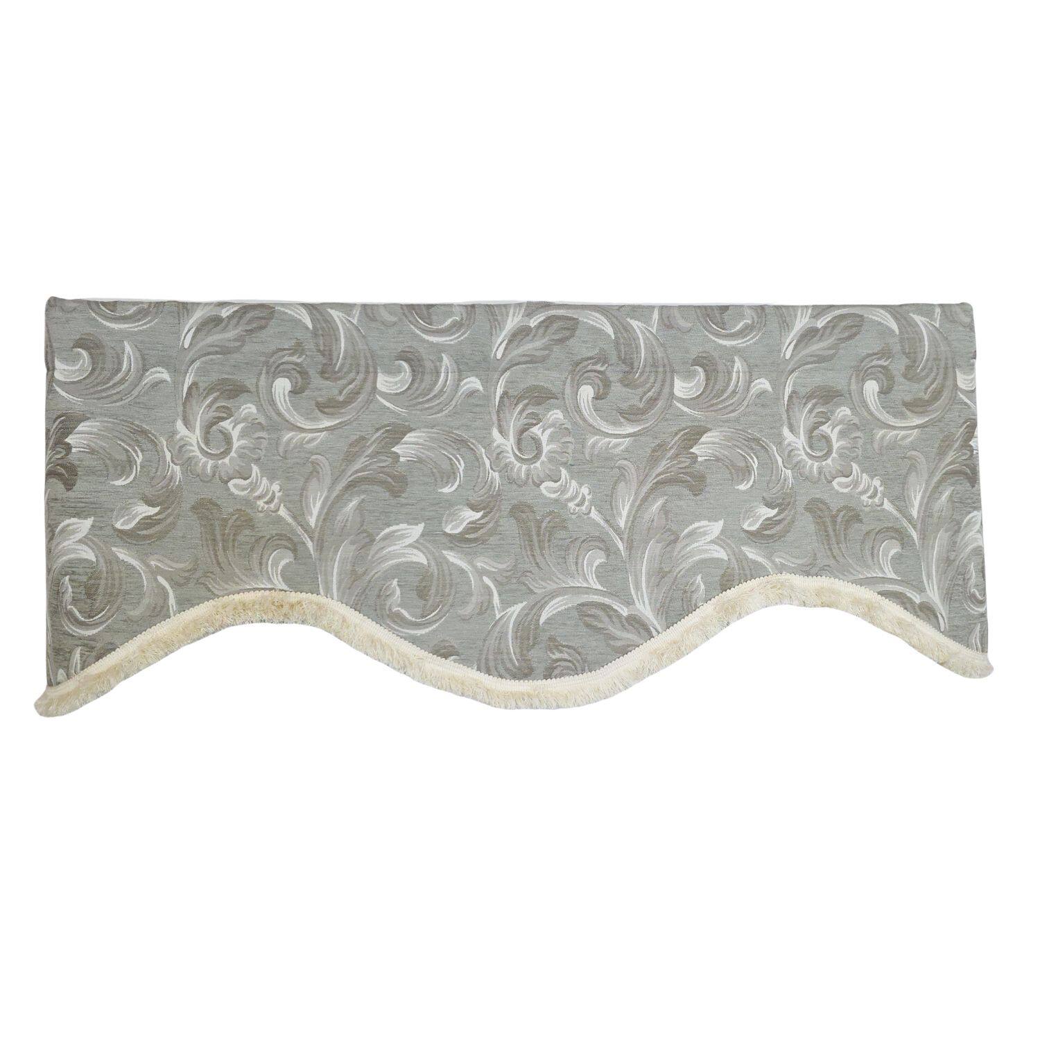 Left. RLF Home - RLF Home 100% Cotton Jasper Trimmed Cornice Lined Window Valance 50" x 17" Sage - Sage.