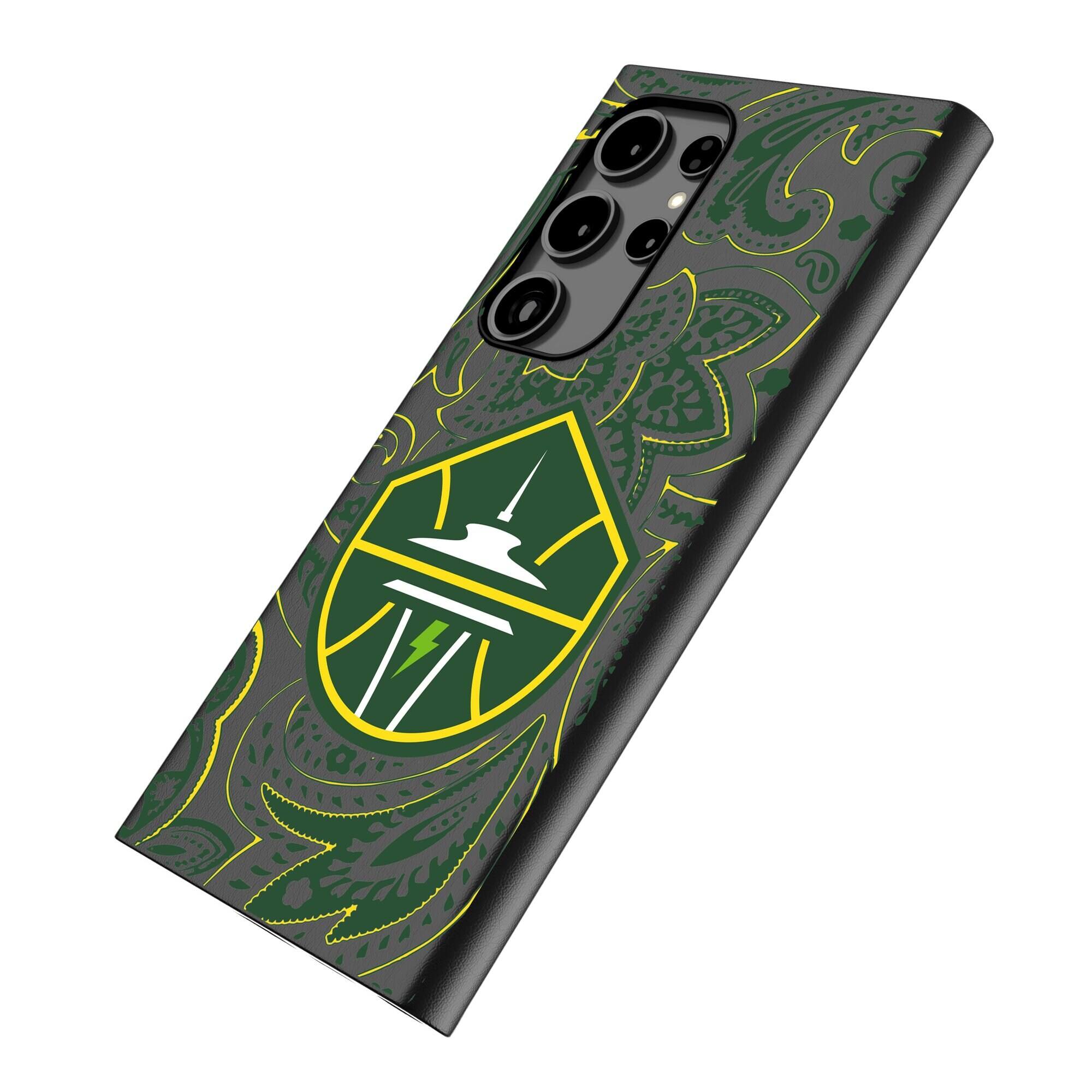 Alt View 1. Keyscaper - Seattle Storm Paisley Galaxy Magnetic Bump Case - S25 Ultra - Black.