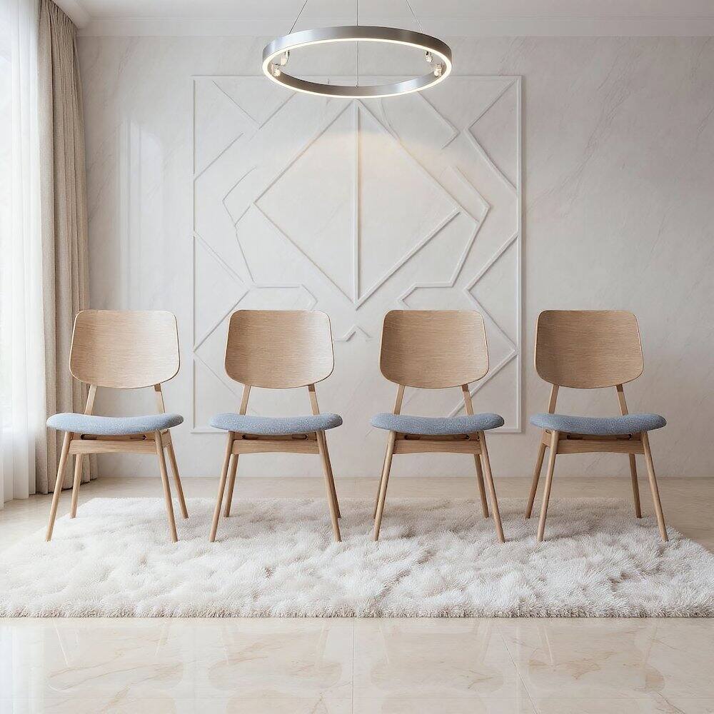 Angle. New Classic Furniture - Oscar Wood Dining Chair in White Ash/Gray (Set of 4) - Gray.