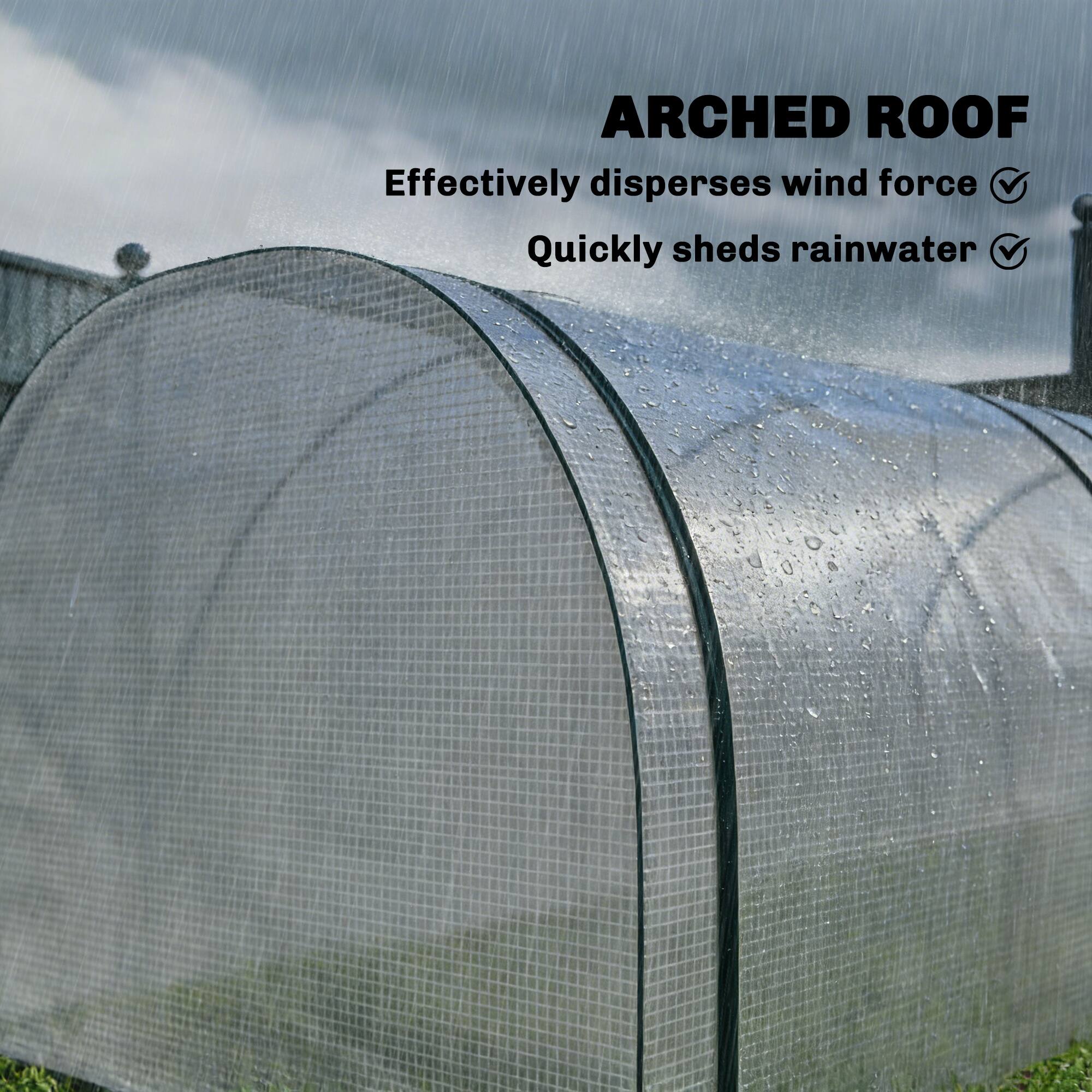 ARCHED ROOF  
Effectively disperses wind force  
Quickly sheds rainwater