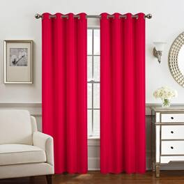 Olivia Gray - Gilbert Solid Single Grommet Curtain Panel - 54x84" - Red
