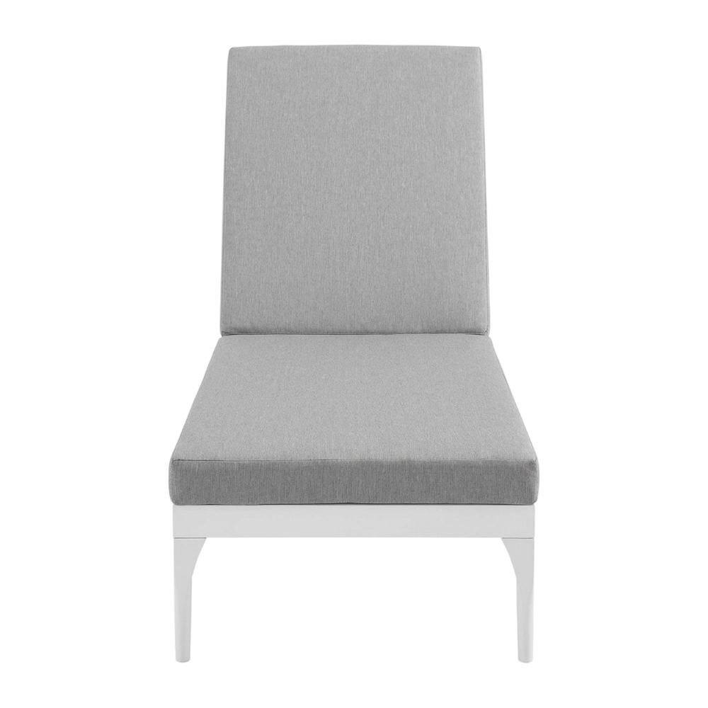 Back. Outdoor Escape - Outdoor Patio Chaise Lounge Chair With Cushioned Top For Relaxing - White.