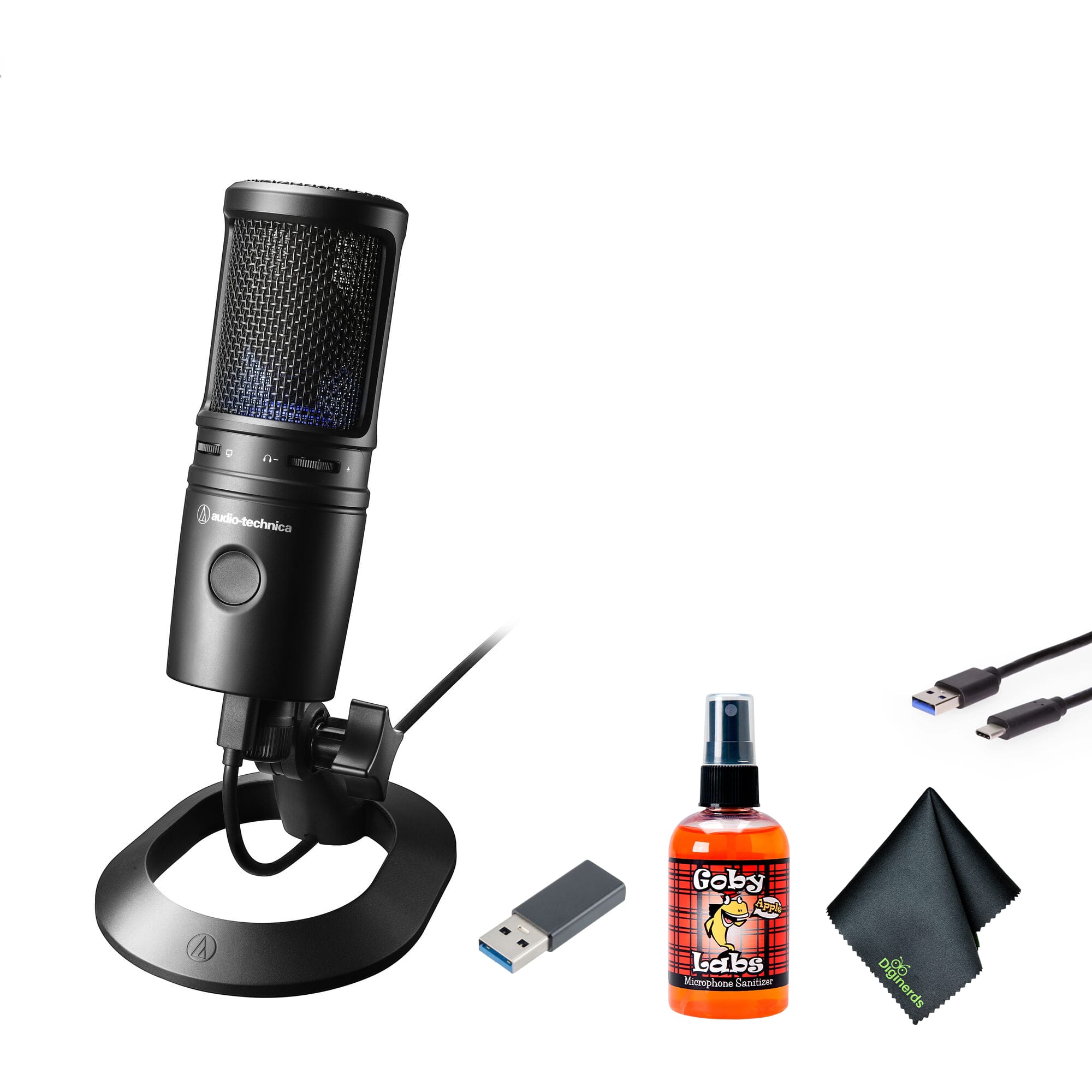 Audio-Technica - AT2020USB-X Cardioid Condenser USB Microphone, Black, Bundle