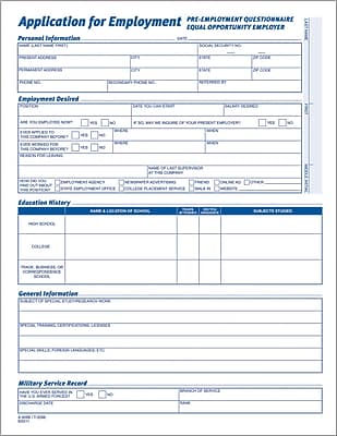 **Application for Employment**

**PRE-EMPLOYMENT QUESTIONNAIRE**
**EQUAL OPPORTUNITY EMPLOYER**

---

**Personal Information**

- **Name (Last, First, Middle):**
- **Address:**
- **City:**
- **State:**
- **Zip Code:**
- **Date of Birth:**
- **Social Security No.:**
- **Marital Status:**
- **Number of Children:**
- **Sex:**
- **Race:**
- **Ethnicity:**

---

**Employment Desired**

- **Position Desired:**
- **Type of Employment:**
  - [ ] Full Time
  - [ ] Part Time
  - [ ] Temporary
- **Are you currently employed?**
  - [ ] Yes
  - [ ] No
- **If no, are you seeking immediate employment?**
  - [ ] Yes
  - [ ] No
- **Are you willing to relocate?**
  - [ ] Yes
  - [ ] No
- **Are you willing to work nights, weekends, or holidays?**
  - [ ] Yes
  - [ ] No
- **Are you willing to work overtime?**
  - [ ] Yes
  - [