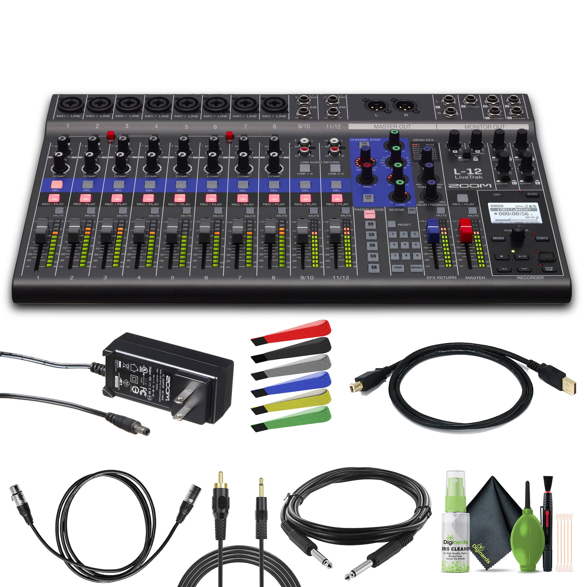 Zoom - LiveTrak L-12 - 12-Channel Digital Mixer & Multitrack Recorder Bundle