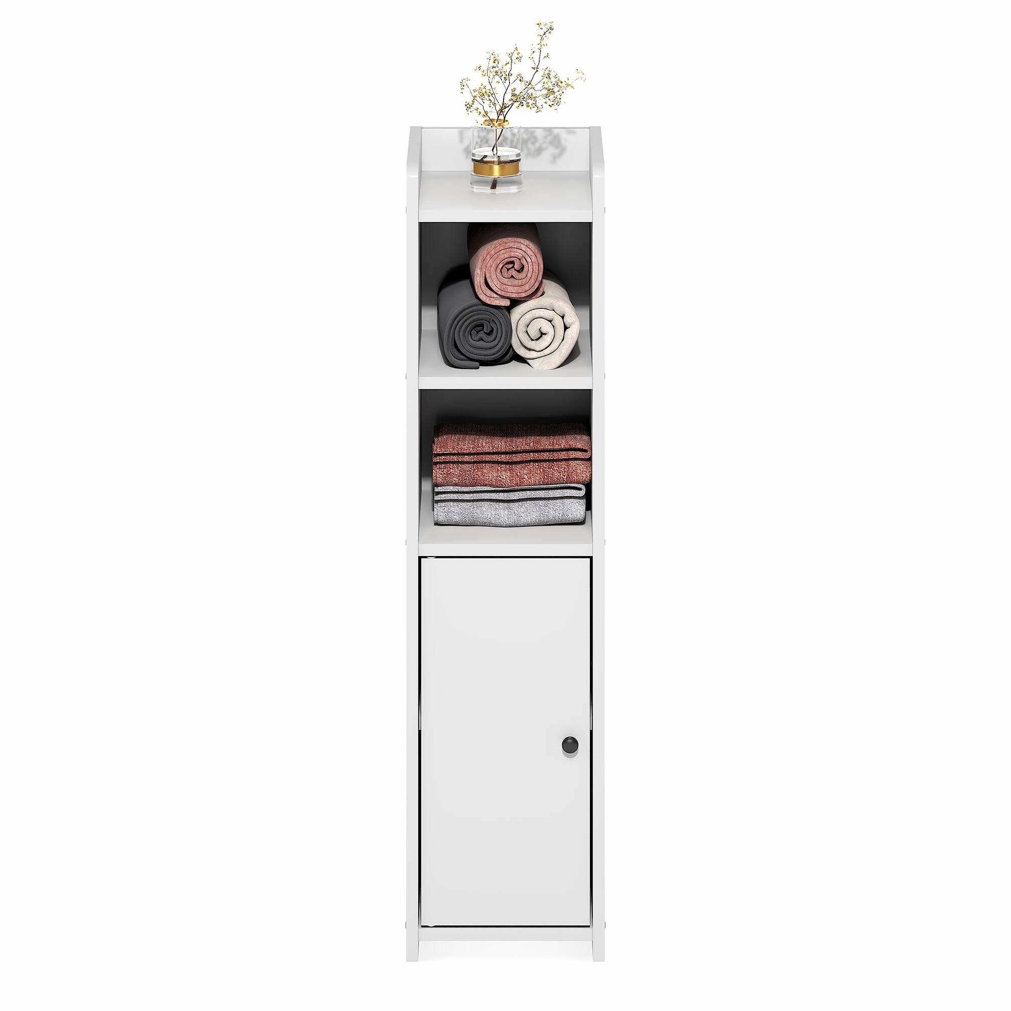 Alt View 4. Furinno - FULDA Bathroom Storage Cabinet, 5-Tier Bathroom Cabinet, 32H, for Small Spaces, Bathroom, Living Room, Entryway - White.