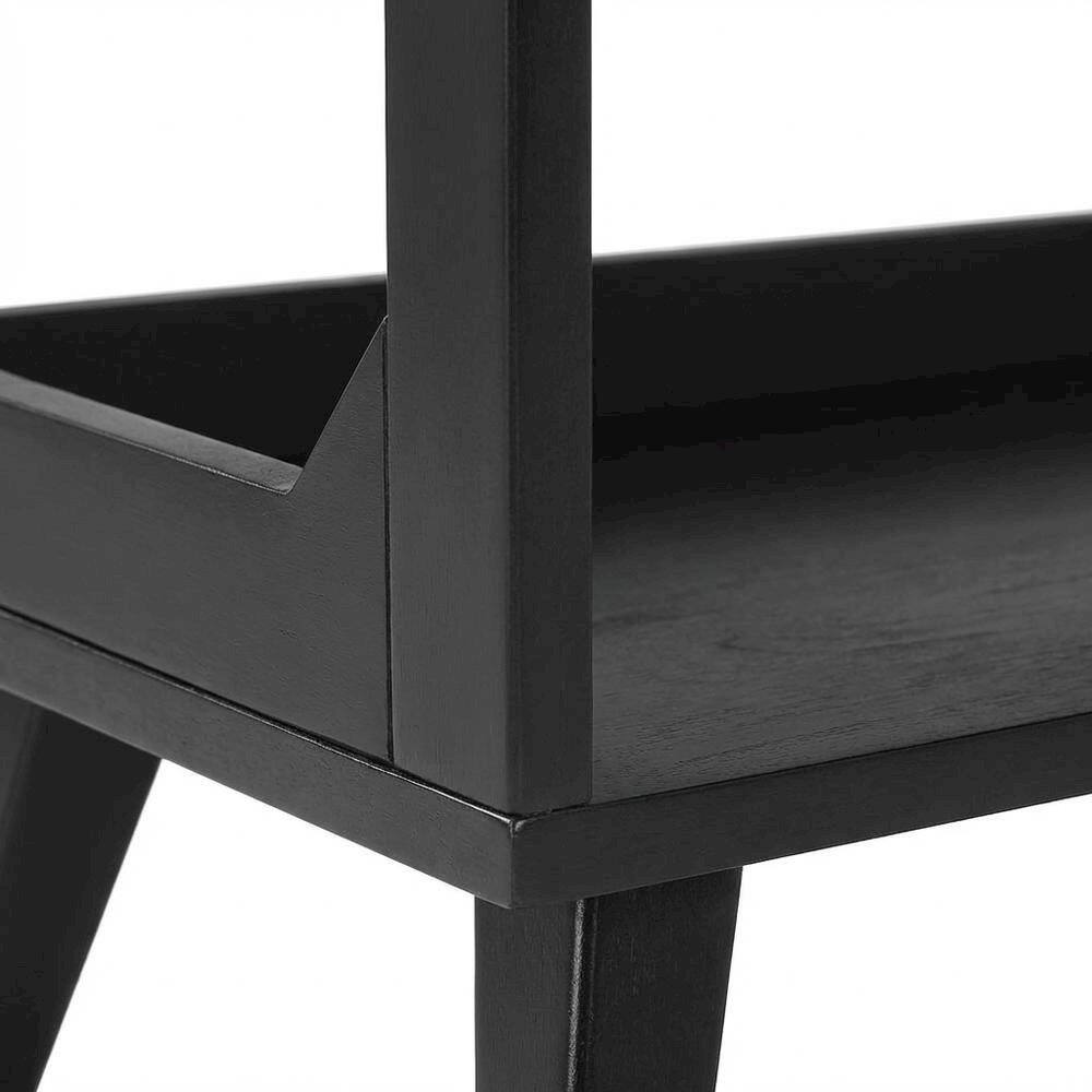 Alt View 2. FurniFact - Compact Record Player Stand with Vinyl Storage and Modern Design - Black.