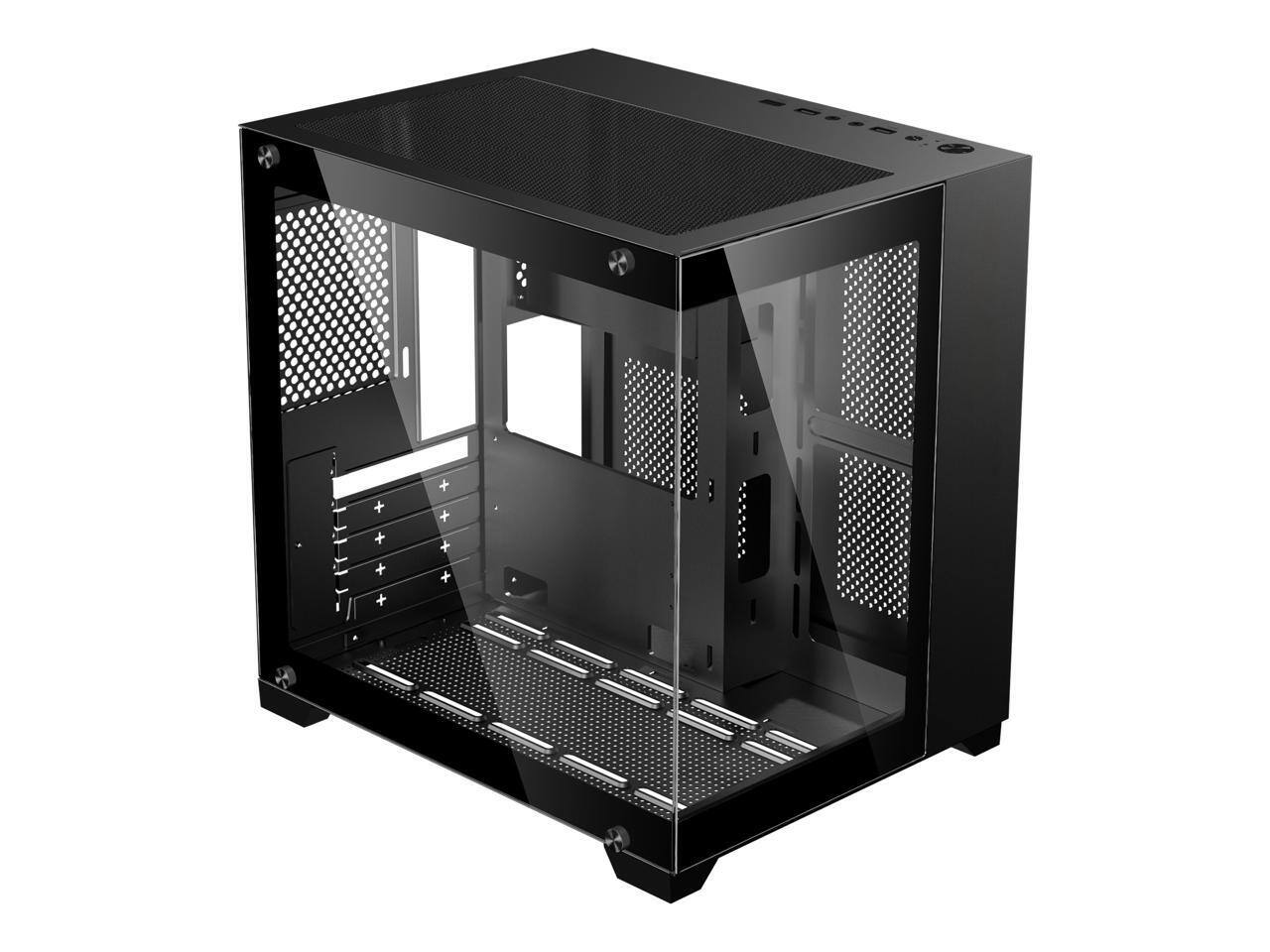 Alt View 1. DIYPC - DIYPC DIY-CUBE01-BK USB3.0 Tempered Glass Micro ATX Case (Dual Glass, Fans Not Included) - Black.