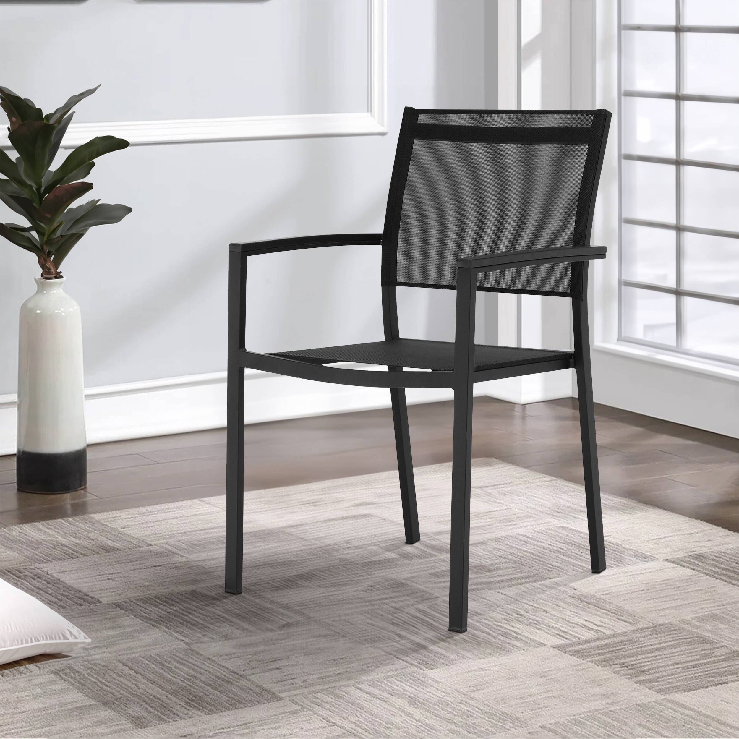 Alt View 2. Manhattan Lane - Fifi 21 Inch Set of 6 Dining Chairs,  Aluminum Frame, Easily Stackable - Black.