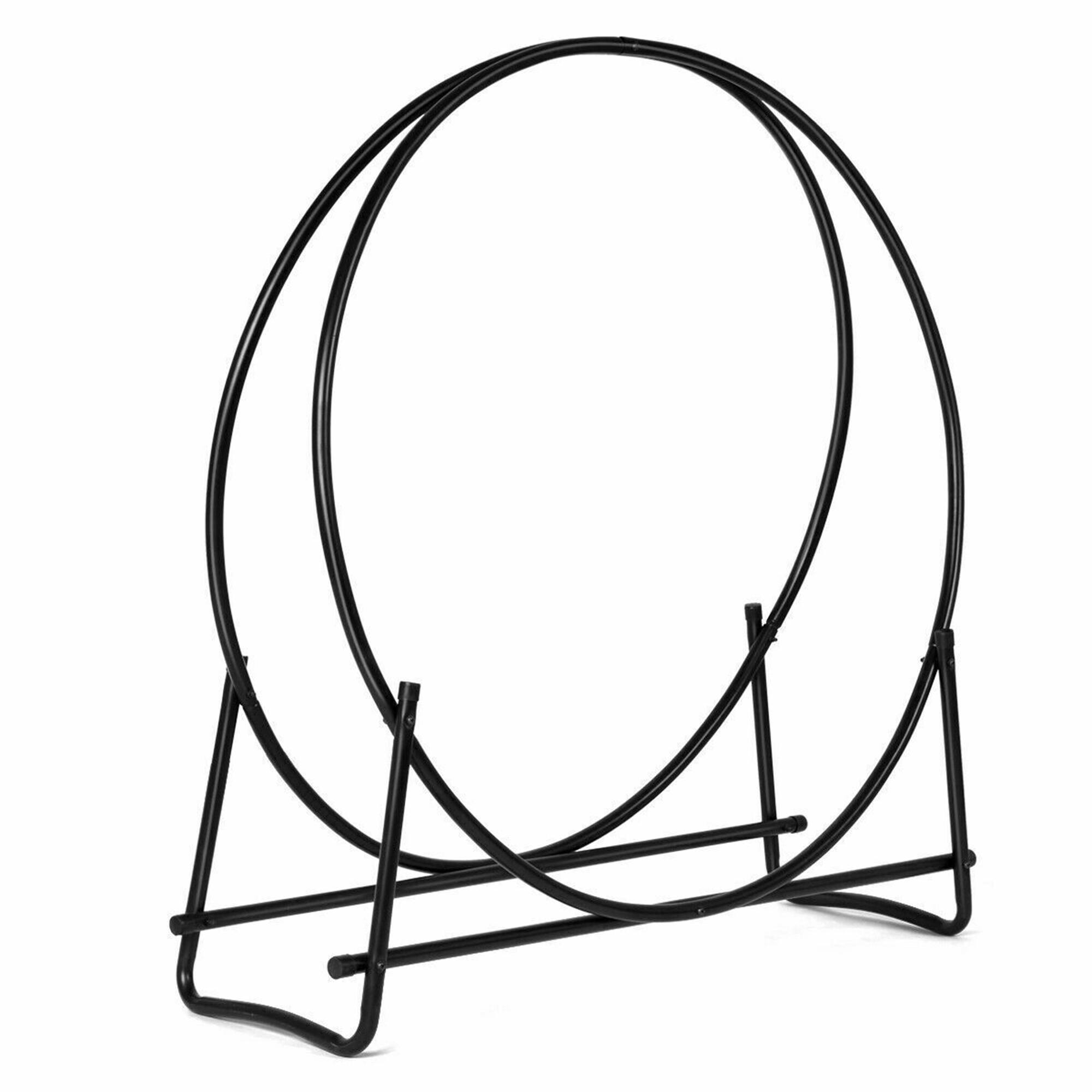 Alt View 3. Gymax - Gymax 40'' Steel Tubular Log Hoop Round Firewood Storage Holder Rack - Black.
