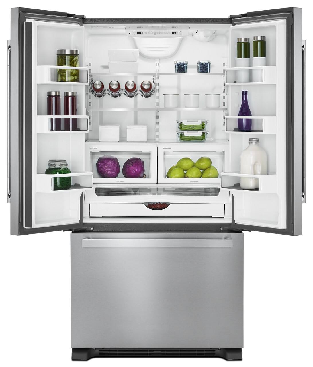 Alt View 2. JennAir - 22 Cu. Ft. French Door Counter-Depth Refrigerator with TriSensor Electronic Climate Control - Stainless Steel.