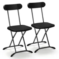 Costway 2-Pack Folding Chair with Metal Curved Feet Wide Seat & Ergonomic Backrest - Black - Front_Zoom