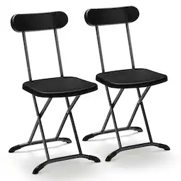 Costway - 2-Pack Folding Chair with Metal Curved Feet Wide Seat & Ergonomic Backrest - Black