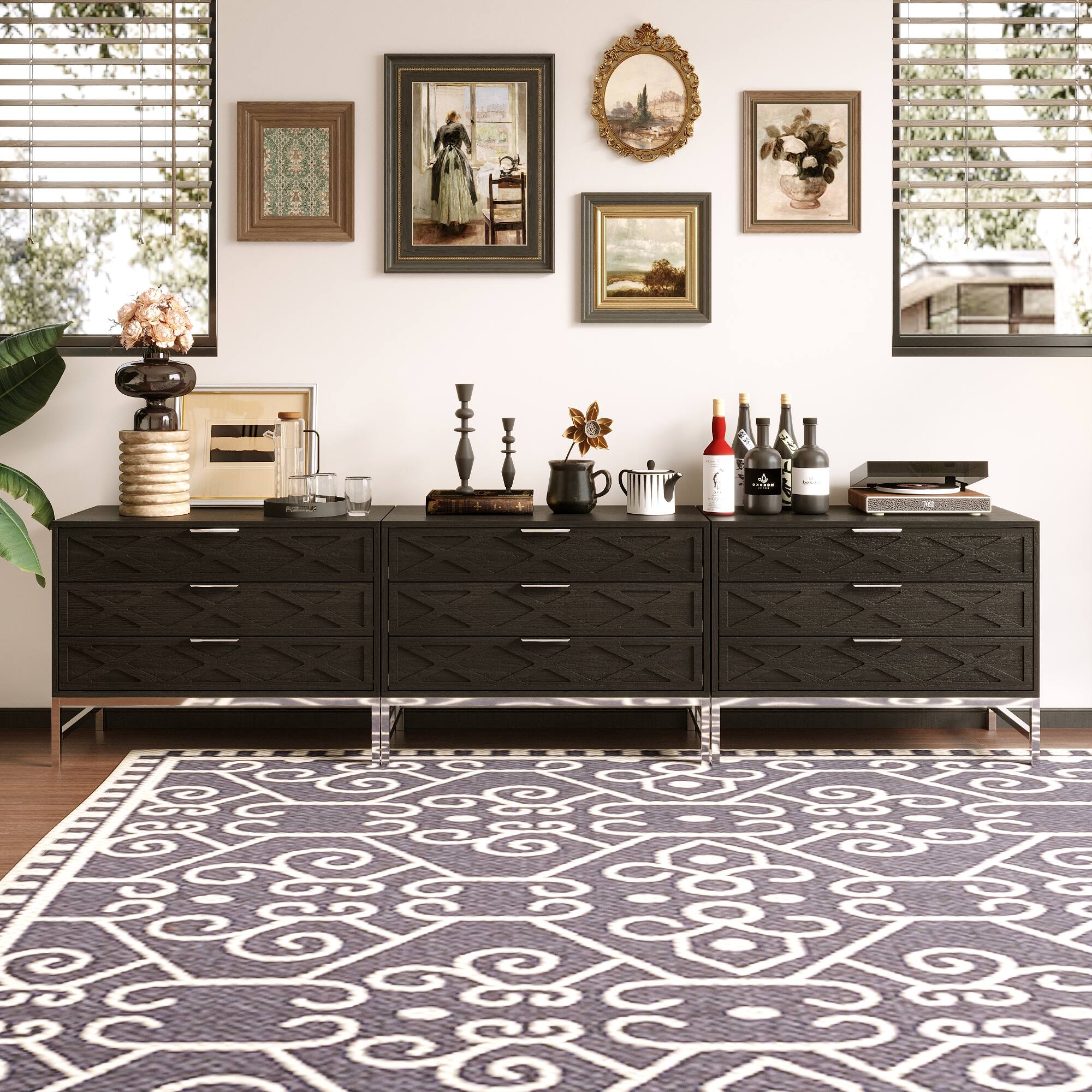 Alt View 4. Famapy - Famapy Bedside Table 3 Drawers Dresser Elevate Bedroom Style with Functional Flair - Black.