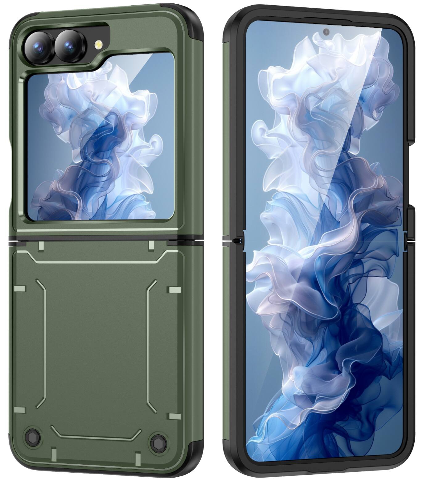 Alt View 2. Nakedcellphone - Rizz Case Combo for Samsung Galaxy Z Flip 6 / Z Flip 7 FE - Hybrid Cover and Belt Clip Holster Holder Combination - Olive.