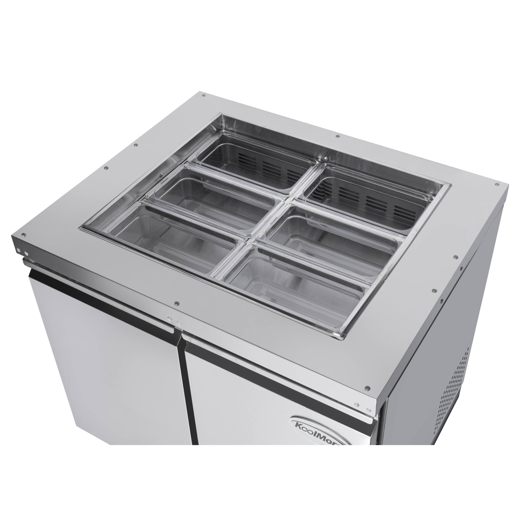 Alt View 3. Koolmore - 36 in.  Refrigerated Prep Station Cold Table, Stainless-Steel Refrigerator with 6-Pan (Not Included) with Cover Capacity - Stainless-Steel.