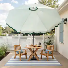 Ovios - 10FT Patio Umbrella, Outdoor Market Umbrella with Scalloped Edge Canopy for Patio Table - Green