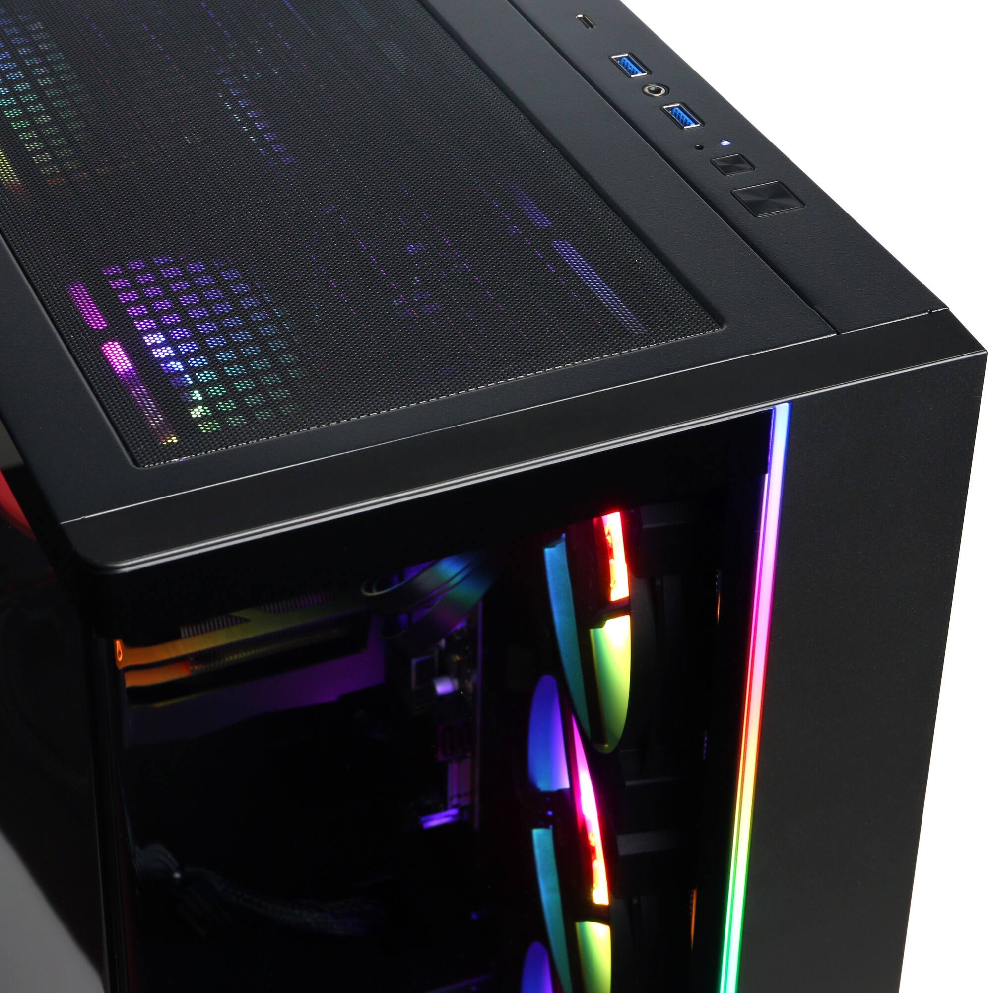 Alt View 13. CyberPowerPC - Gaming Desktop - AMD Ryzen 7 8700F - AMD Radeon RX 9060 XT 8GB - 16GB DDR5 RGB - 2TB PCIe 4.0 SSD - Black.