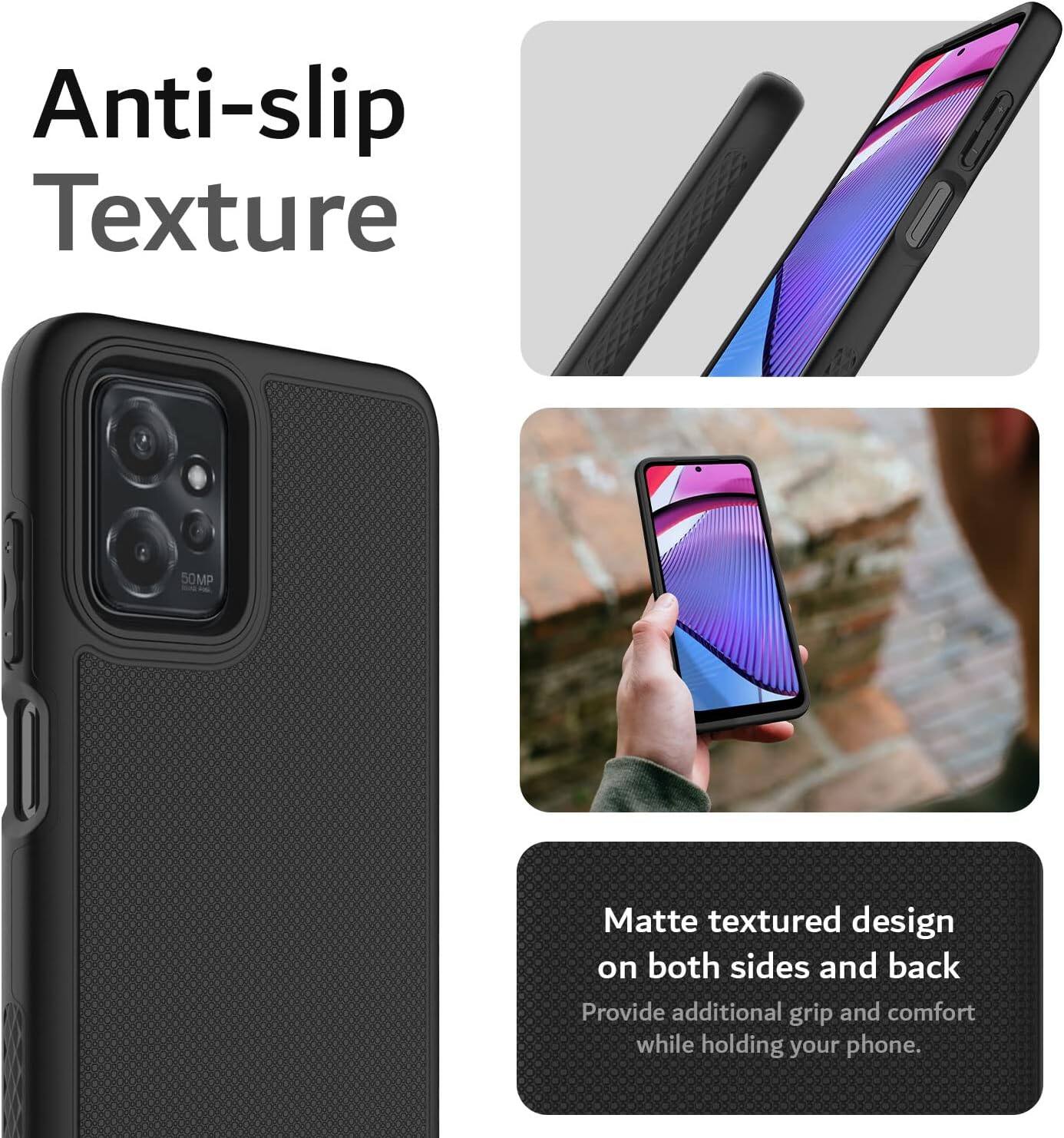 Anti-slip Texture

Matte textured design on both sides and back. Provide additional grip and comfort while holding your phone.