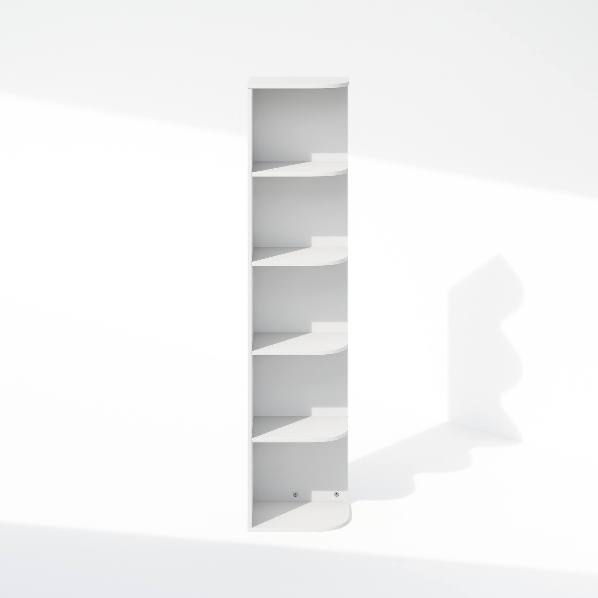 Alt View 2. Furinno - Reed 5-Tier Space Saving Corner Storage Display Shelf, Bookshelf, White - White.