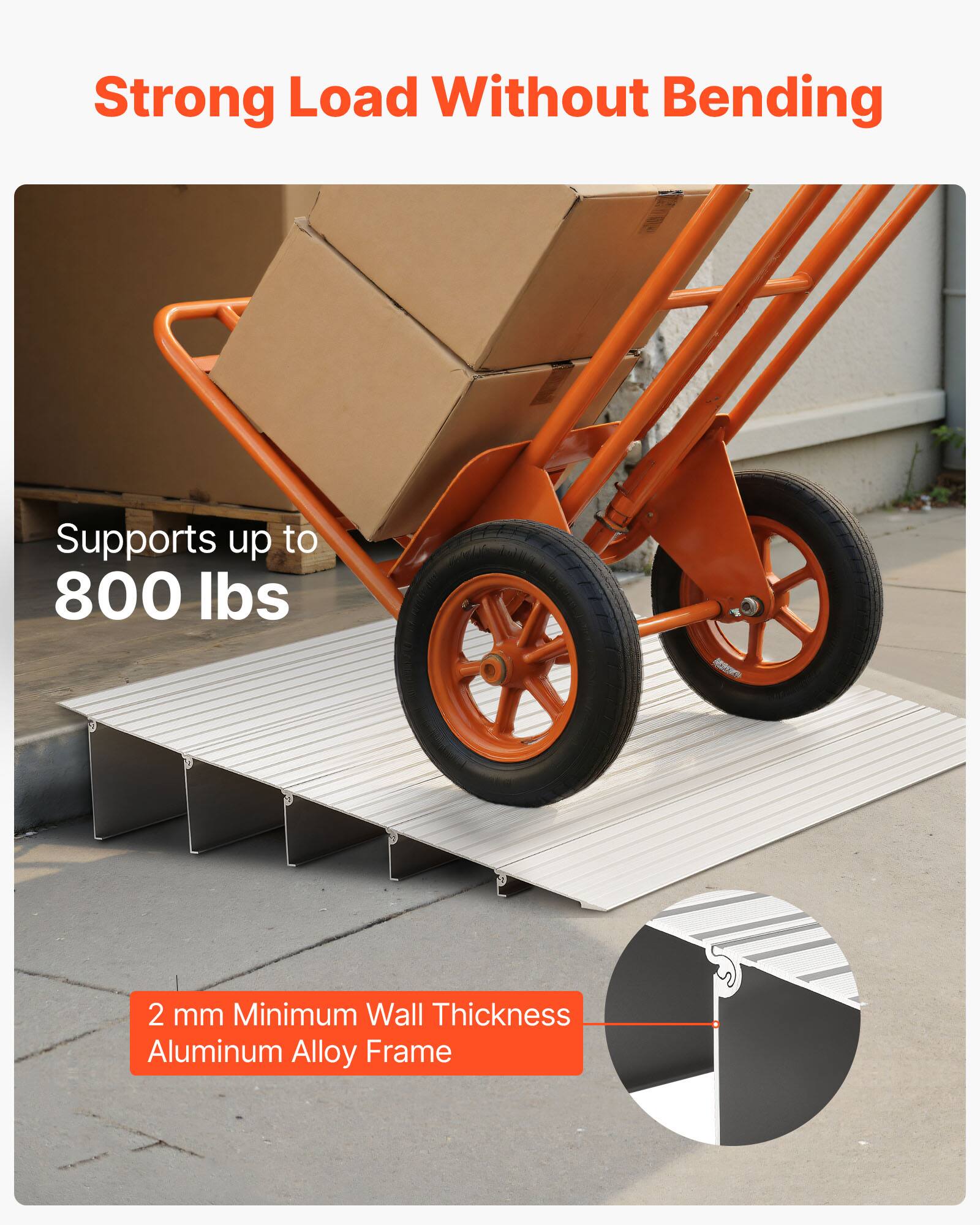 Strong Load Without Bending

Supports up to 800 lbs

2 mm Minimum Wall Thickness Aluminum Alloy Frame