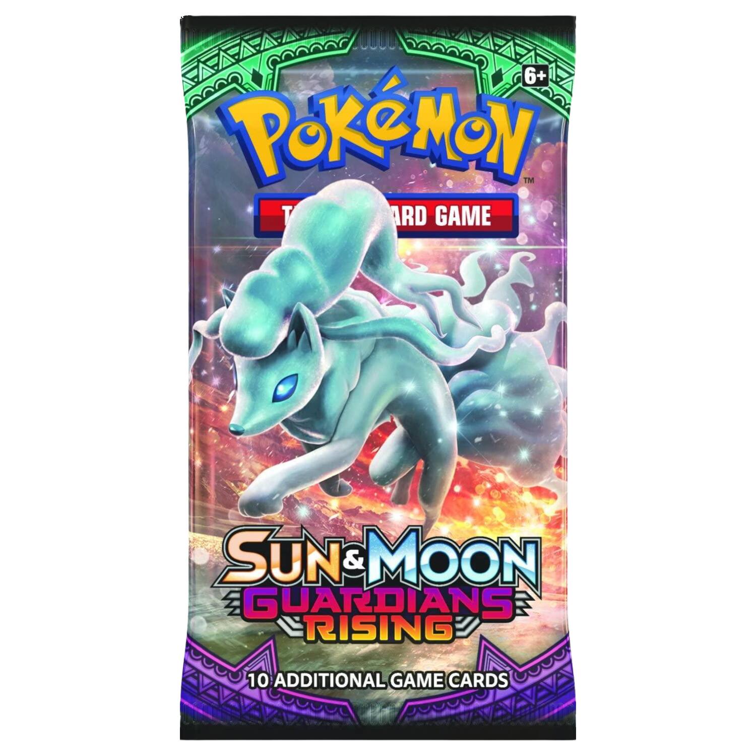 Pokémon  
Card Game  

Sun & Moon  
Guardians Rising  

10 Additional Game Cards  

6+