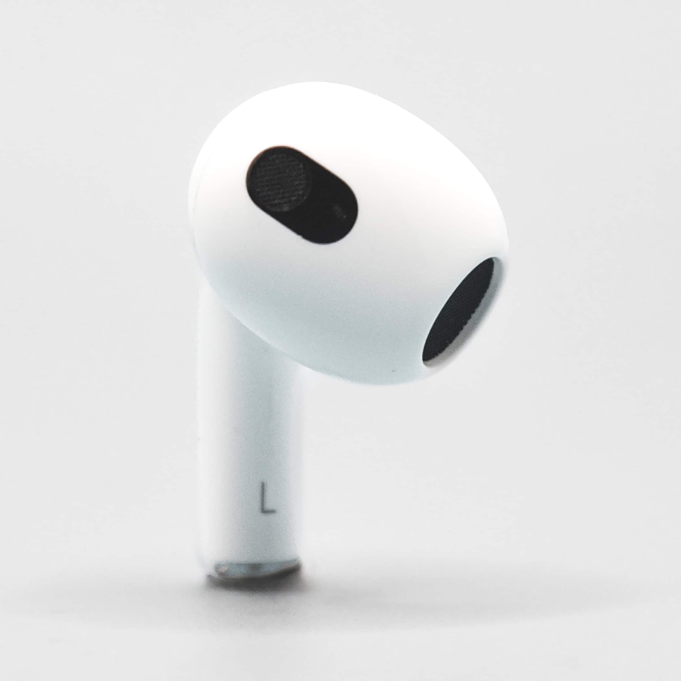 Front. Apple - Apple Left Replacement AirPod - 3rd Generation (A2564) - White.