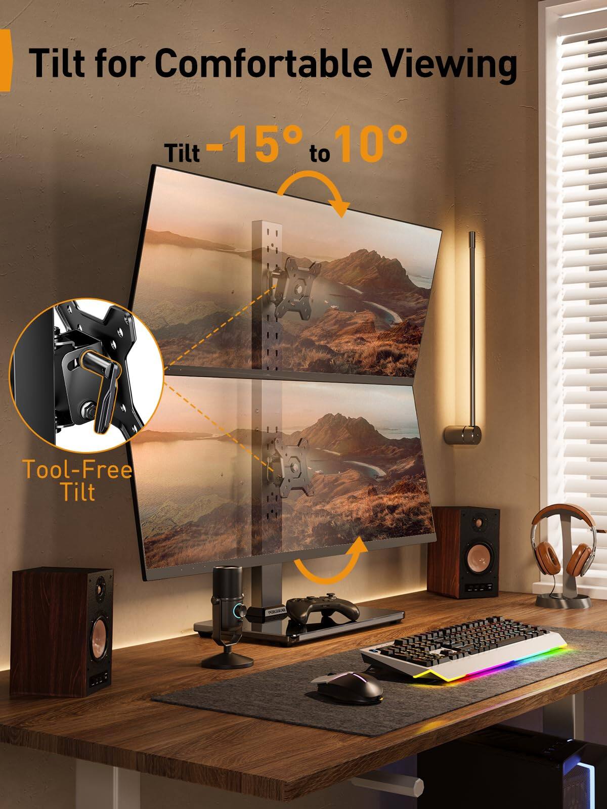 Tilt for Comfortable Viewing

Tilt -15° to 10°

Tool-Free Tilt