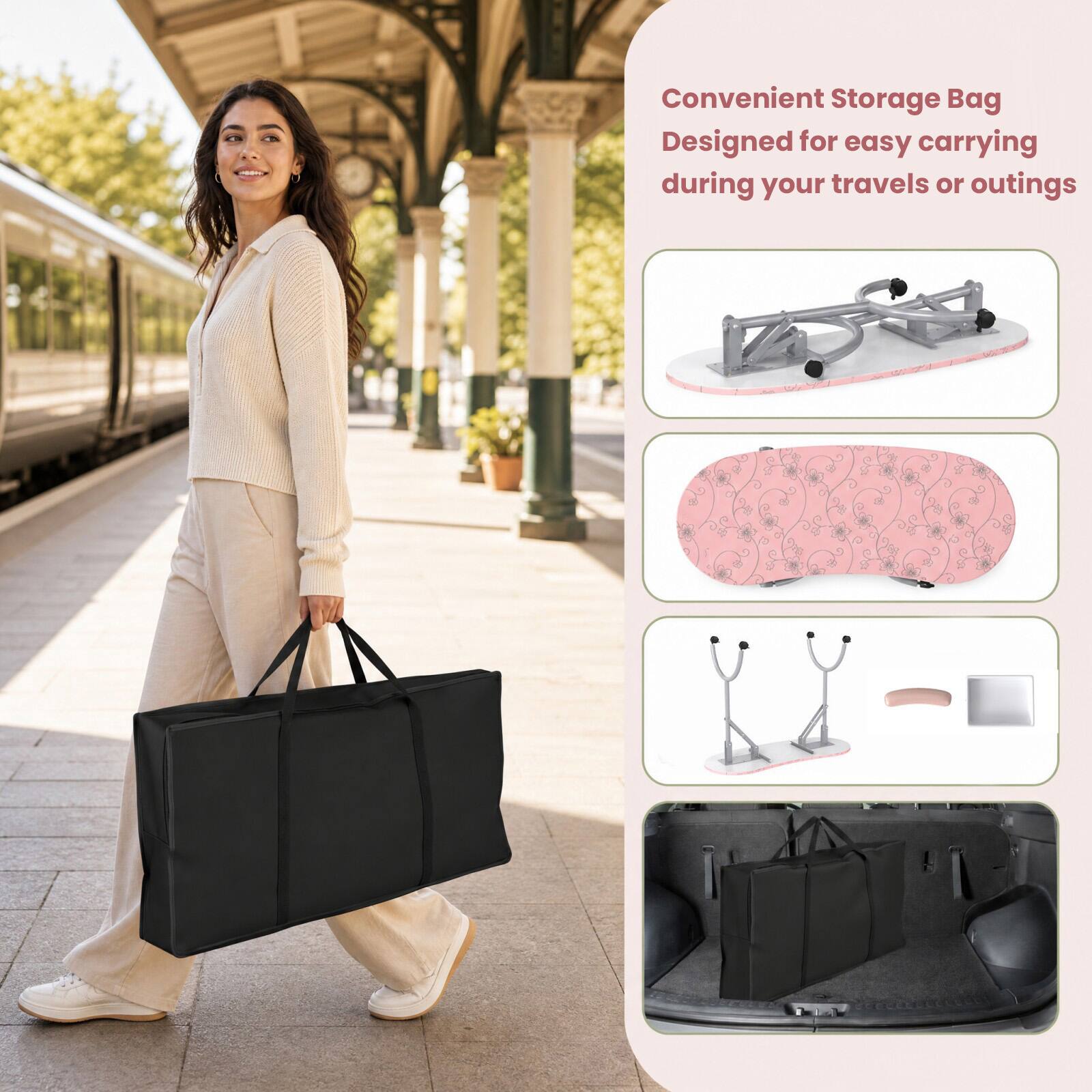 Convenient Storage Bag  
Designed for easy carrying during your travels or outings