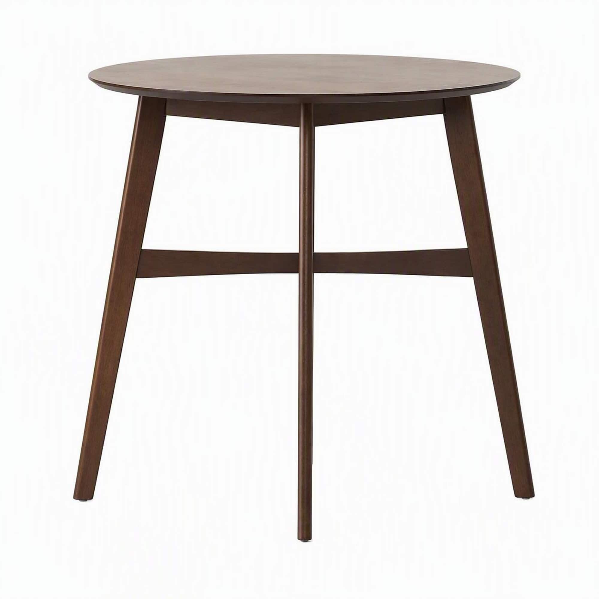 RYHNUYNE - Walnut Round Bar Height Dining Table,Wooden Pub Table with Solid Rubberwood Legs, Space-Saving Counter Height Table - Walnut Brown