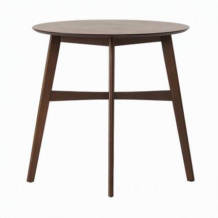 Front. RYHNUYNE - Walnut Round Bar Height Dining Table,Wooden Pub Table with Solid Rubberwood Legs, Space-Saving Counter Height Table - Walnut Brown.