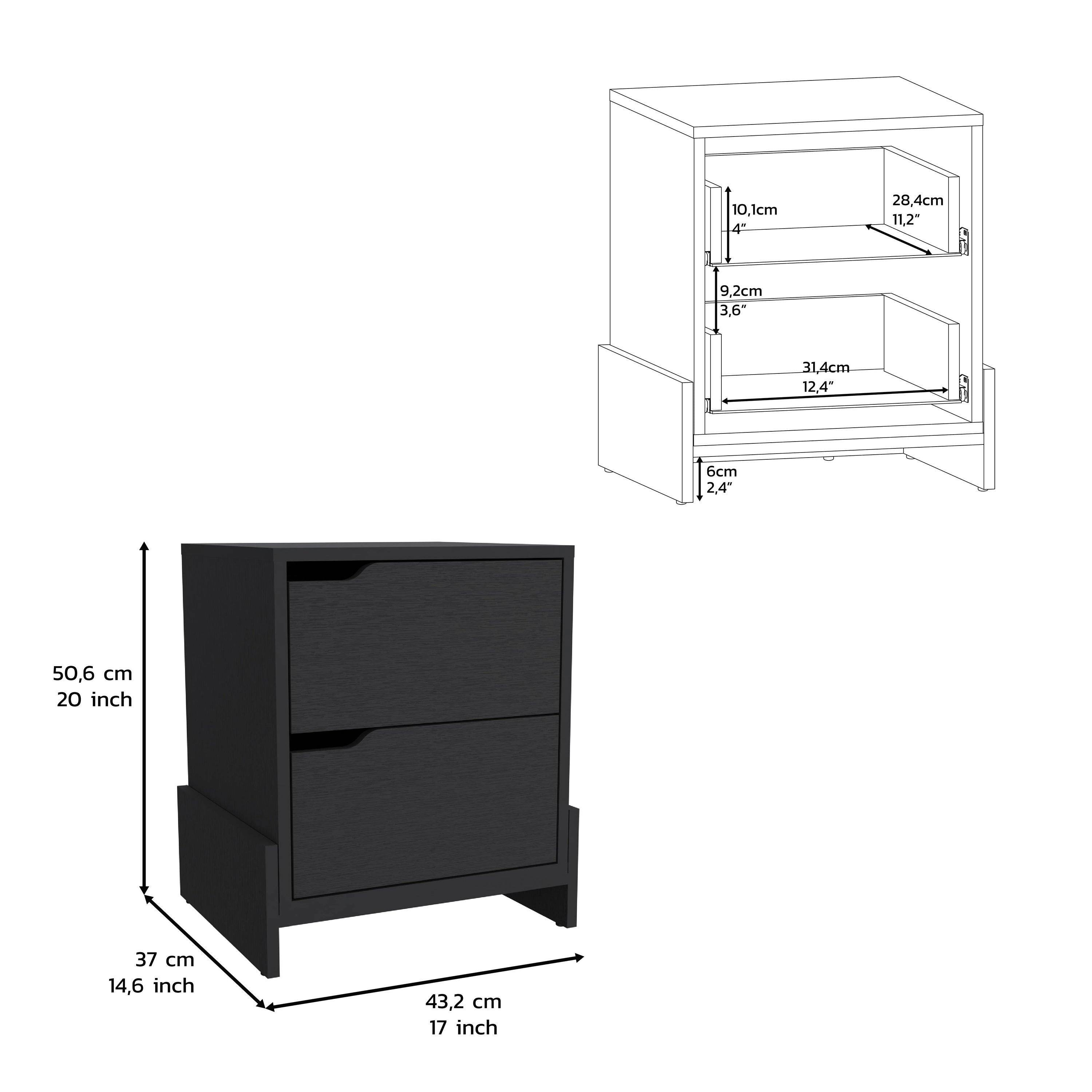 Left. Spaco - Spaco Nightstand with 2-Drawers, End Table with Sturdy Base for Bedroom - Black.