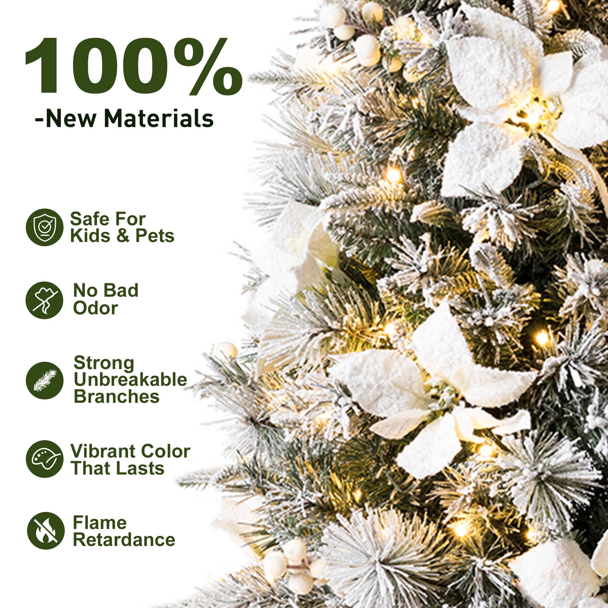 100% - New Materials  
Safe For Kids & Pets  
No Bad Odor  
Strong Unbreakable Branches  
Vibrant Color That Lasts  
Flame Retardance