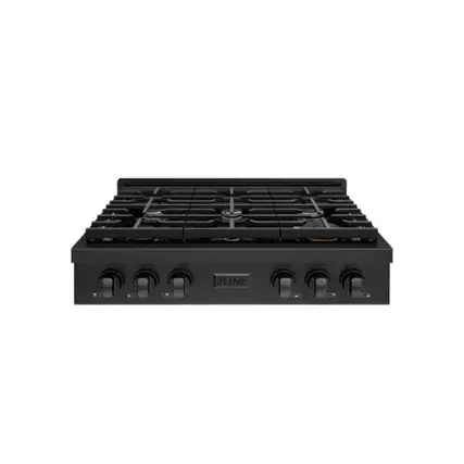Front. ZLINE - ZLINE 36 in. Paramount Gas Rangetop with 6 Burners in Black Stainless Steel (SRTB-36) - Black Stainless Steel.