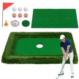 Costway - Rectangular Floating Golf for Pool Includes Golf Hitting Mat 6 Golf Balls - Green