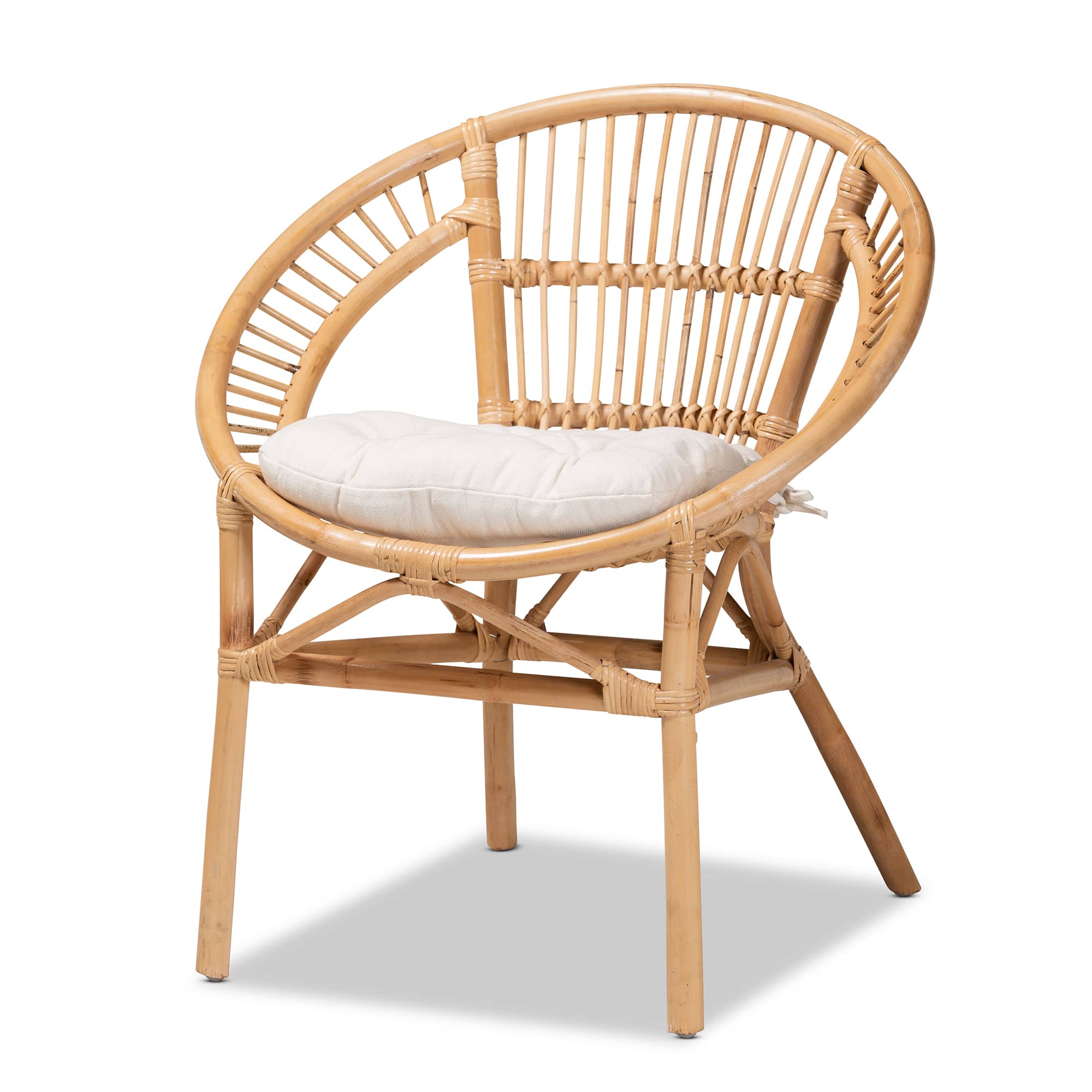 bali & pari - Adrina Modern Bohemian Rattan Dining Chair - White/Natural Brown price history on PriceWatchPro