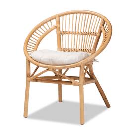 bali & pari - Adrina Modern Bohemian Rattan Dining Chair - White/Natural Brown