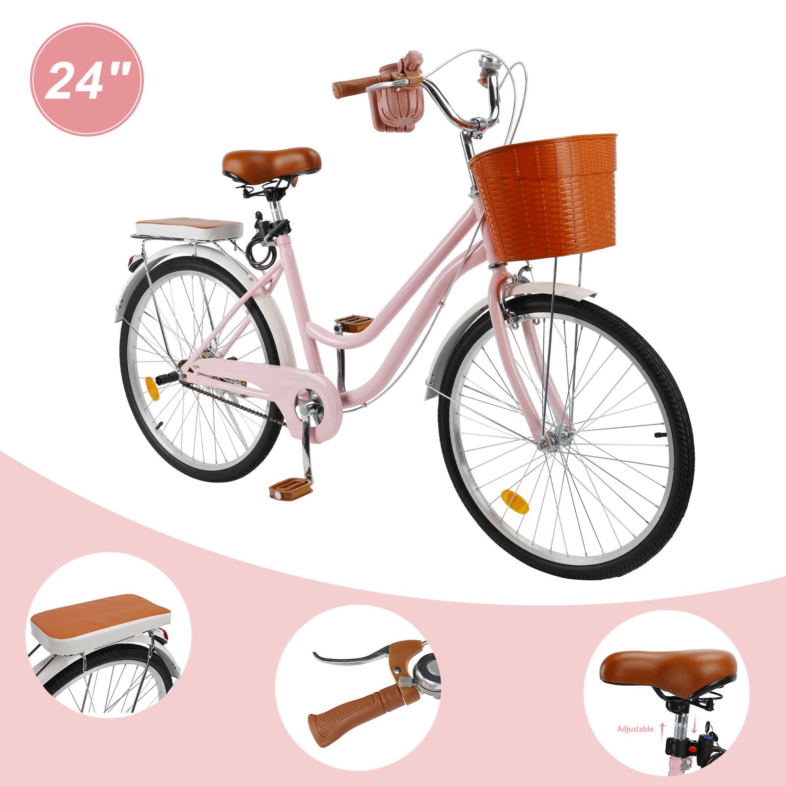 Topteng 24 Inch Beach Cruiser Bike for Adult Low Step Design